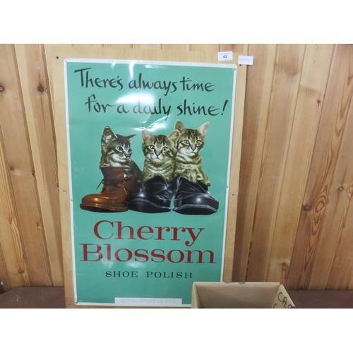 42 - Reproduction Enamel Advert Sign, Cherry Blossom Shoe Polish