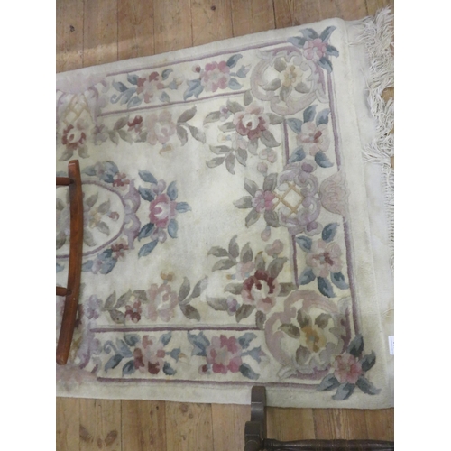 466 - Beige Fringed Chinese Wool Rug