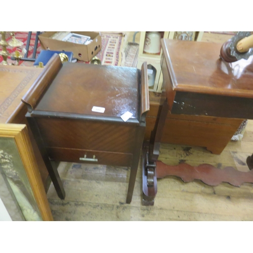 480 - Stained Woodwork Table, Hinged Lid and Drawer below