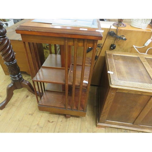 487 - Mahogany Inlaid Rotating Bookcase