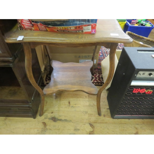 497 - Shaped Oak two tier Table