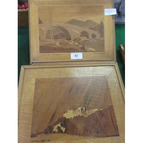 63 - Four Inlaid Wooden Panels 