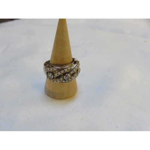 69 - 9ct Two Tone Gold and Diamond Ring.Size N/O.