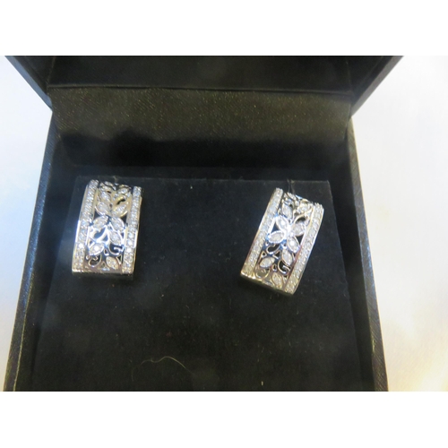 71 - 9ct White Gold and Diamond Chip Earrings