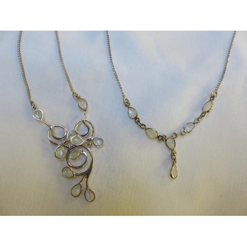 82 - Two Silver and Moonstone Necklaces