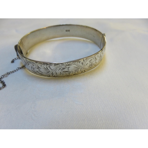 85 - Vintage Silver Engraved Cuff Bangle