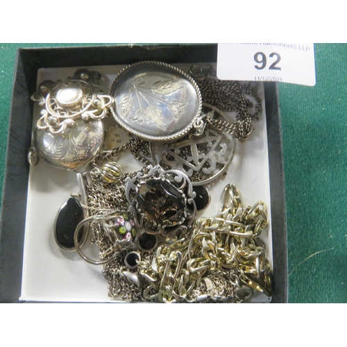 92 - Lot of Silver Jewellery Including Lockets and Pendants