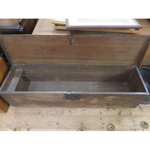 504 - Low Antique Oak Lift Top Chest