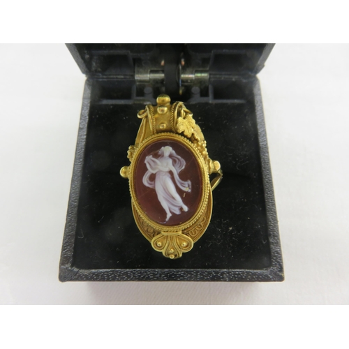 111 - Antique Gold Carved Hardstone Cameo Ring