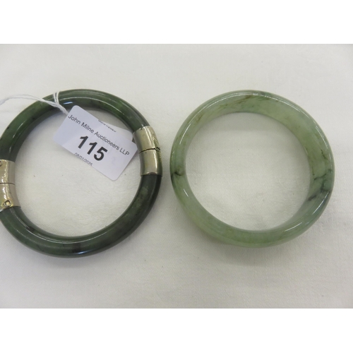 115 - Two Green Stone Bangles