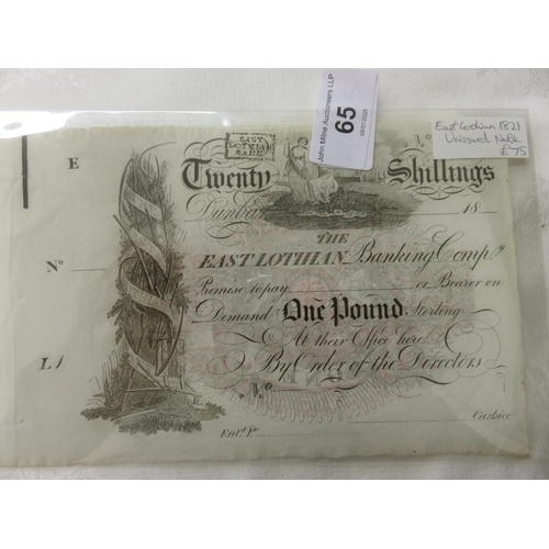 65 - The East Lothian Banking Company 1821 £1 note