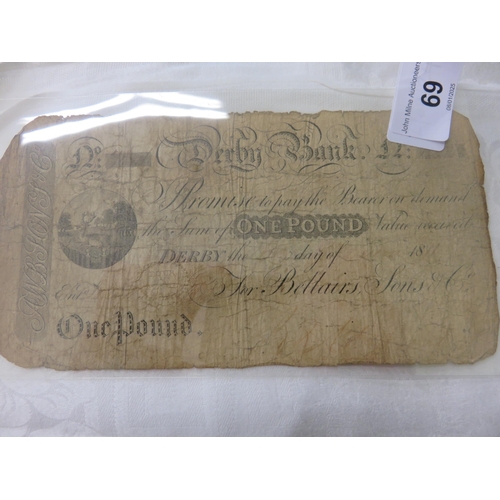 69 - Derby Bank 1811 £1 note