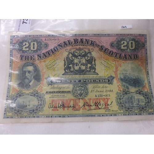 73 - 1944 National Bank of Scotland £20 note