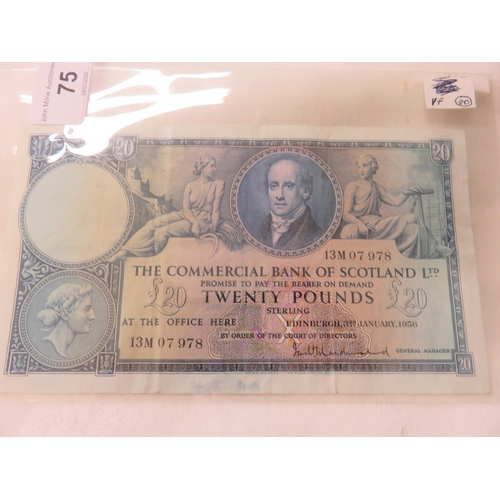 75 - 1956 Commercial Bank of Scotland £20 note