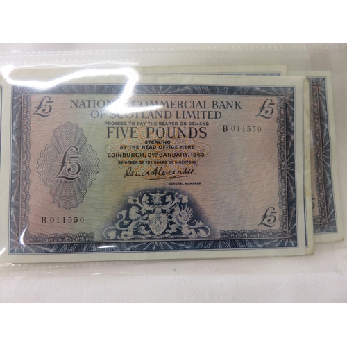 79 - Six National Commercial Bank of Scotland £5 notes, all 1960's in date