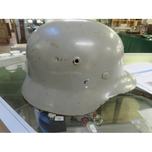 389 - Original WW2 German Helmet and Liner, M40, Q64, Marked Obergefreiter May, L38853, Has Bullet Ricoche... 