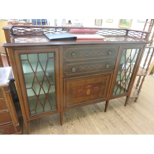 423 - Edwardian Inlaid Mahogany and Glazed Gallery Sideboard