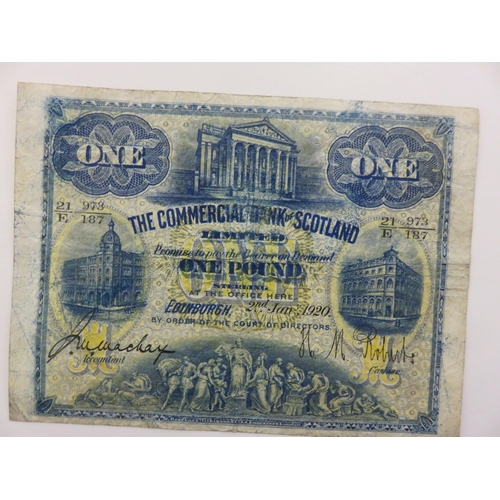 143 - 1920 Commercial Bank of Scotland £1. Note