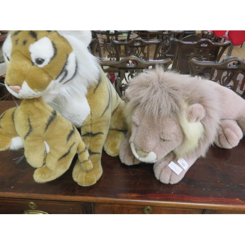 144 - Large Lion Soft Toy and Tiger With Cub Soft Toy