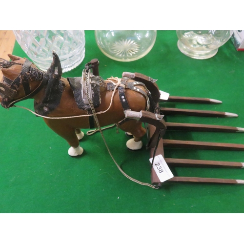 238 - Folk Art Clydesdale Horse and Plough Sculpture