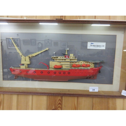 34 - Framed Model Ship 