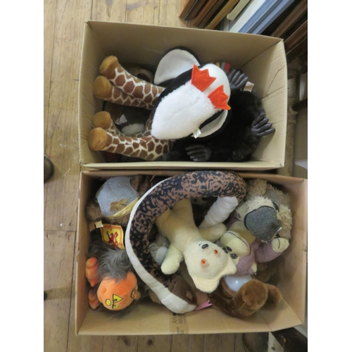 351 - Two Boxes of Various Soft Toys