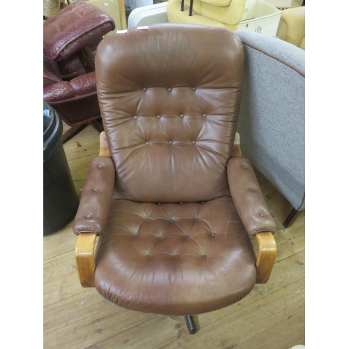 358 - Brown Leather Stressless Chair