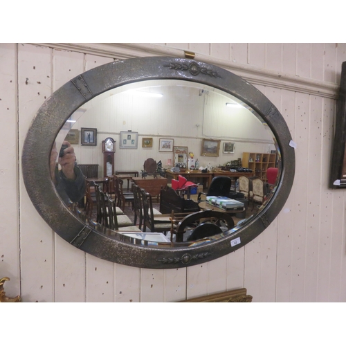 42 - Arts and Crafts Style Pewter Framed Mirror