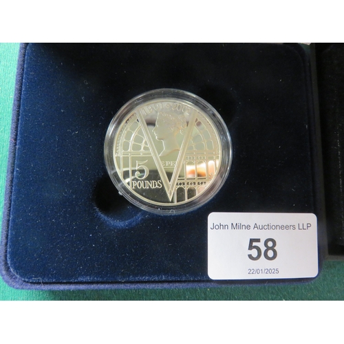 58 - Two Silver .925 £5 Coins, total weight 84.84g