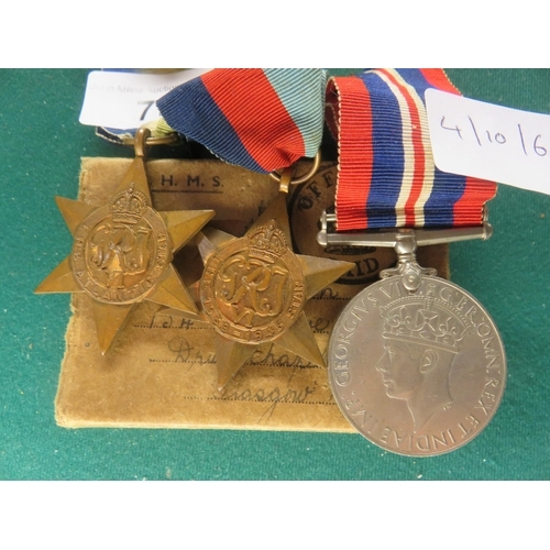 77 - Group of Three WWII Medals, Including Atlantic Star, With Box. Mr. G. Simpson