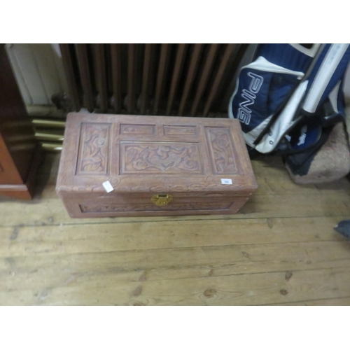 380 - Small Carved Hardwood Lift Top Chest