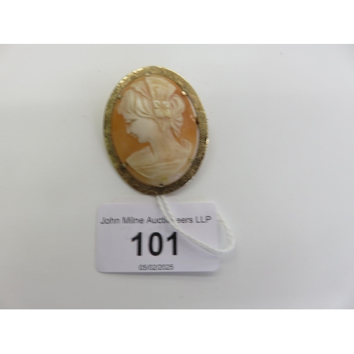 101 - 9ct. Gold Mounted Cameo Brooch