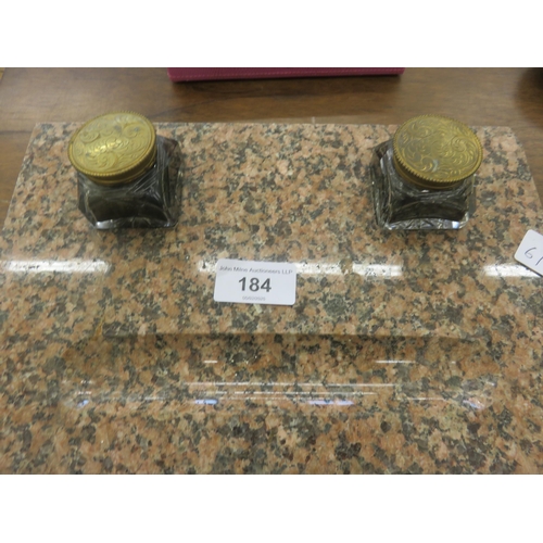 184 - Granite Inkwell Desk Set