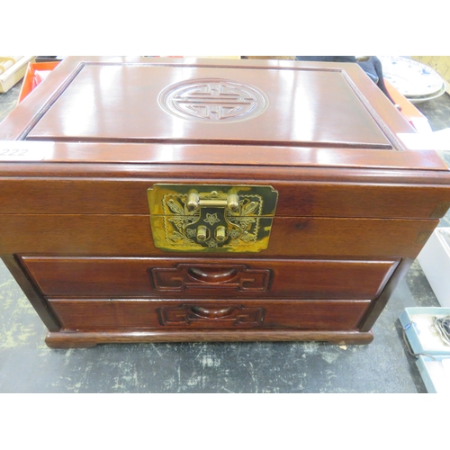 222 - Oriental Hardwood Jewellery Box