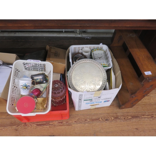 310 - Three boxes of bric-a-brac and shelf