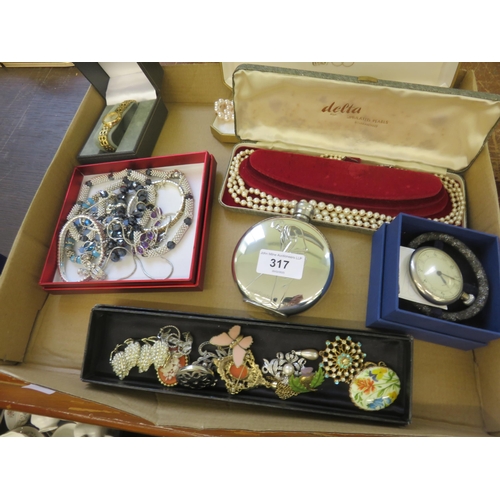 317 - Tray lot of Pearls and Costume Jewellery