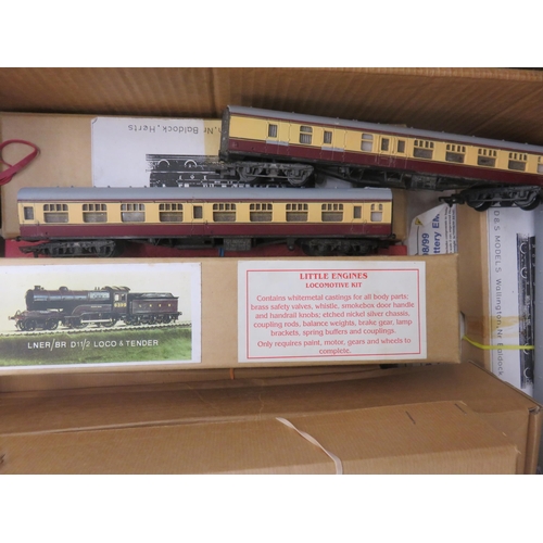 335 - Box of Railway Model Kits in Various Stages of Completion