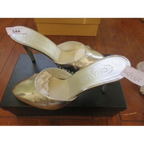 344 - Chanel Silver High Heels (boxed)