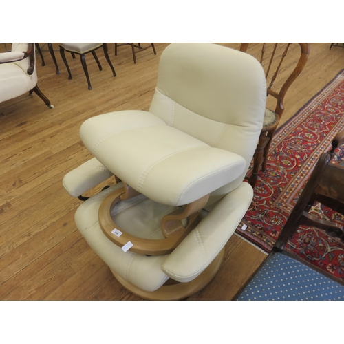 368 - Cream Leather Stressless Armchair and Footstool