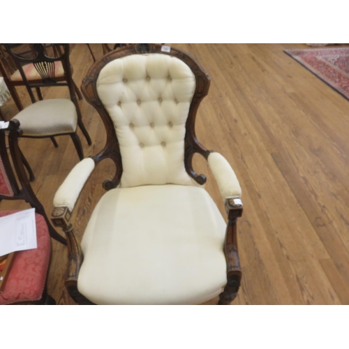 370 - Edwardian Mahogany Framed Button Back Armchair