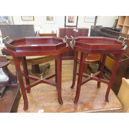 392 - Pair of Wooden Gallery Trays on stands