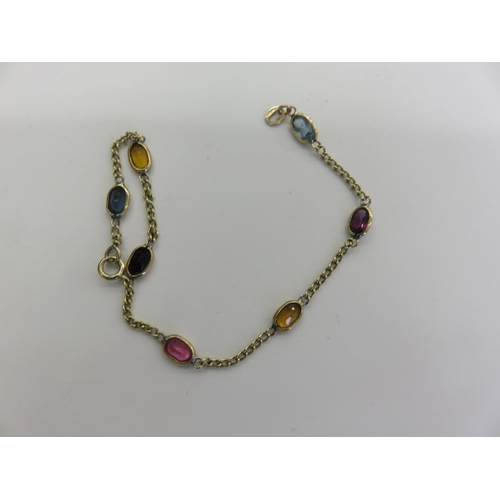 99 - 9ct. Gold and Gem Set Bracelet