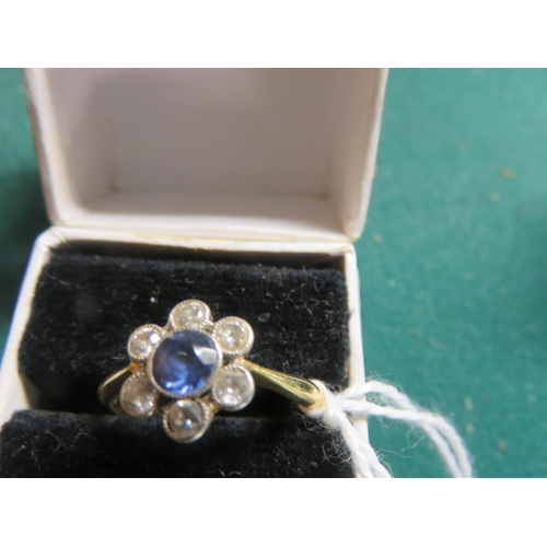 100 - 18ct Gold, Sapphire and Diamond Cluster Ring