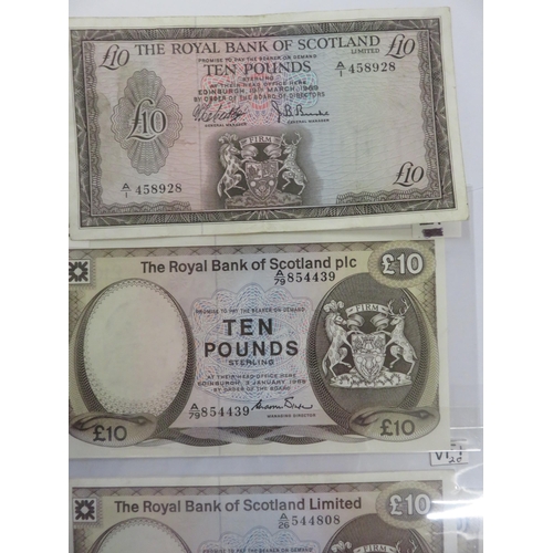 158 - Group of five Royal Bank of Scotland £10 notes, 1 x 1969, 4 x 1980's