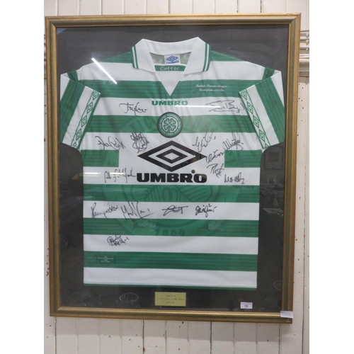 19 - Framed Shirt signed by Celtic First Team March 1999