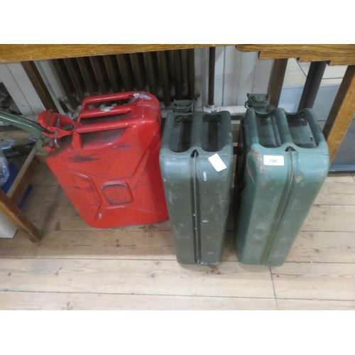 196 - Three Petrol Cans