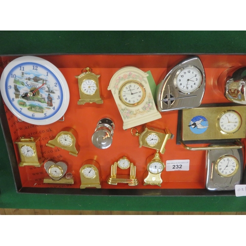 232 - Tray of Miniature Clocks