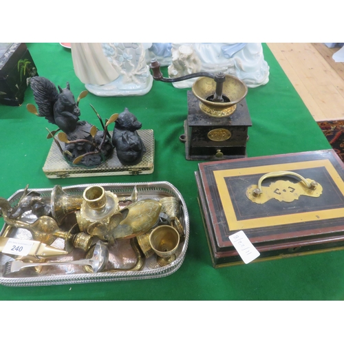 240 - Quantity of Plate, Brass, Coffee Grinder, Squirrel Figures