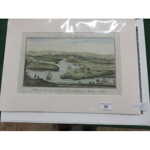 25 - Coloured engraving and two maps of Aberdeen