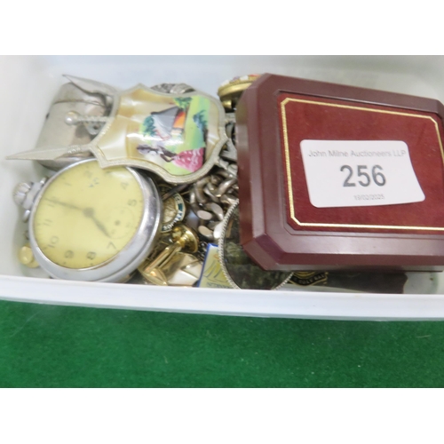 256 - Box containing Jewellery, Badges etc